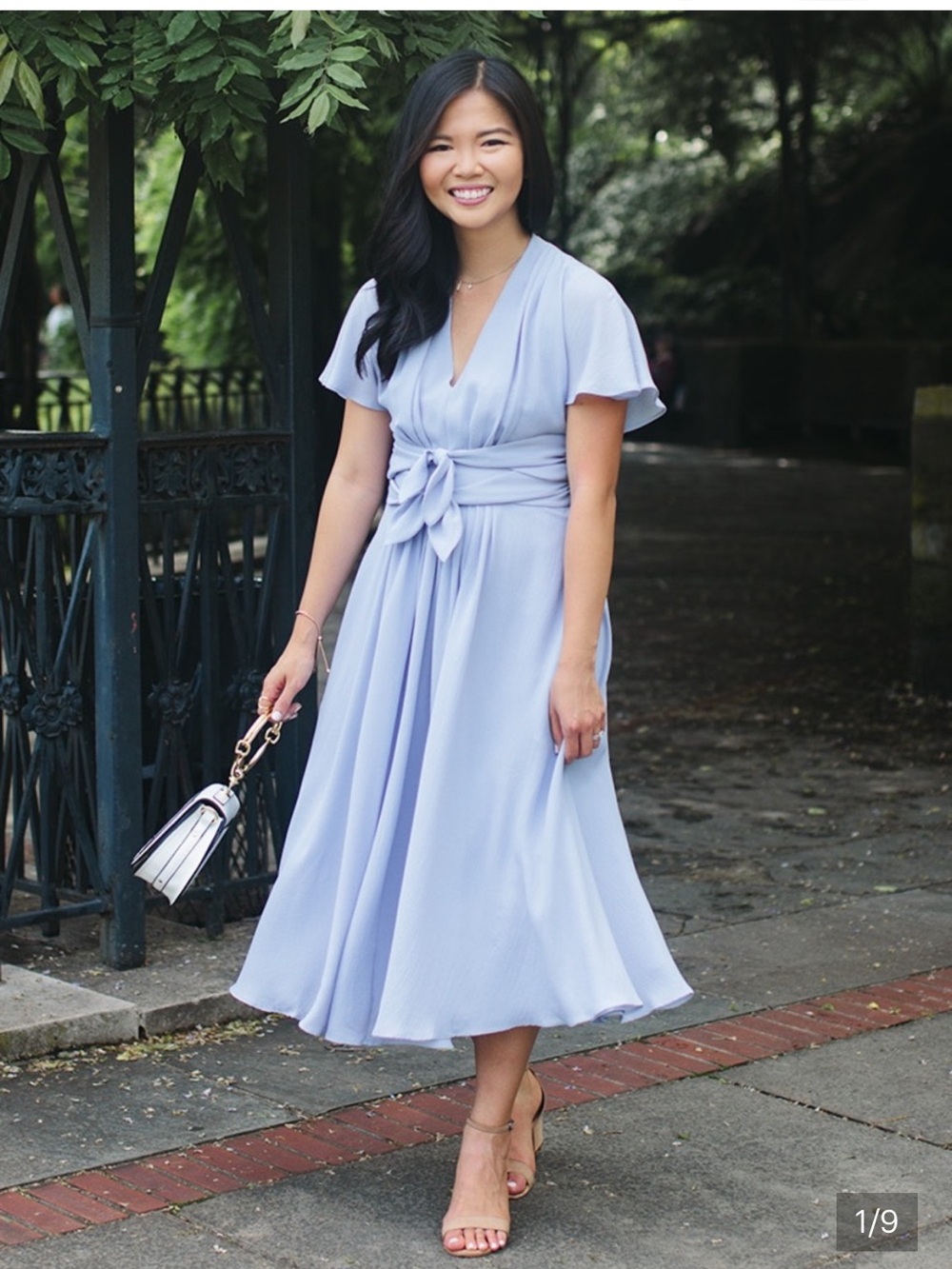 Gal Meets Glam Jane * Soft Blue Wrap Maxi Dress with Tie Waist